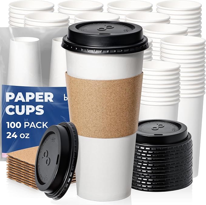Fit Meal Prep 24 oz 100 Pack To Go Coffee Cups by FMPBRANDS