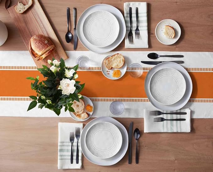 Orange Stripes Table Runners, Farmhouse Table Runner Dresser Scarves 72 inches - Image 3