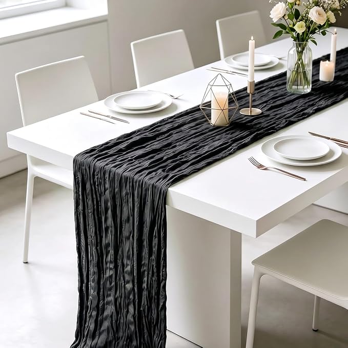 10 Pack Black Cheesecloth Table Runner 21 x 120 Inch Boho Gauze Sheer Table - Image 4