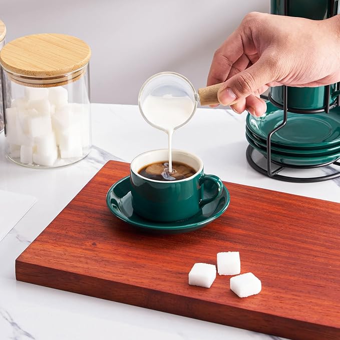 Espresso Cups Set of 4, 4oz Stackable Coffee Cups - Image 4
