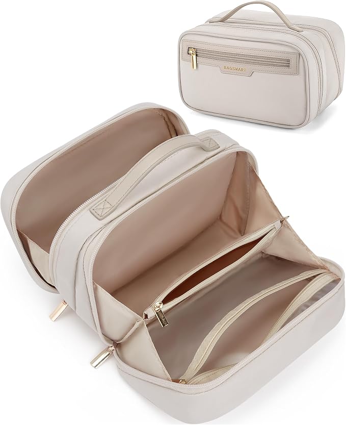 BAGSMART Travel Makeup Bag Large Capacity Cosmetic Bag, Wide-open Portable Make by BAGSMART