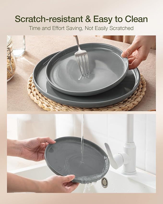 Famiware Milkyway 12-Piece Stoneware Dinnerware Set, Dark Gray | Plates and - Image 6