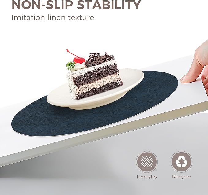 NCUE 13" Faux Leather Round Placemats Set of 6, Reversible Dual-Color | - Image 3