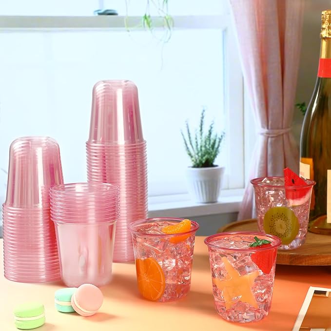 Ziliny 100 Pcs Disposable Stemless Glasses 12oz Crystal Plastic Wine Glasses - Image 2