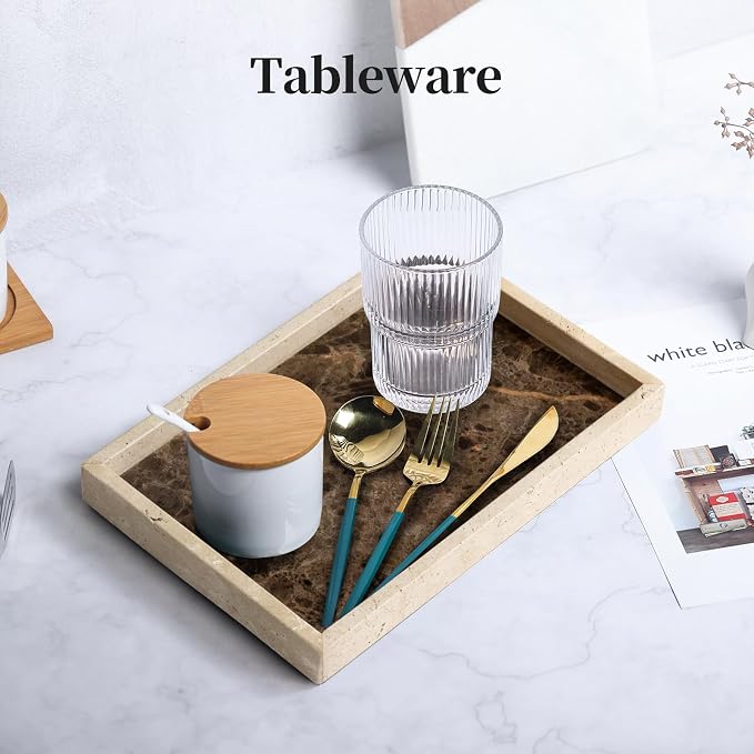 Real Natural Marble Tray for Bathroom, Genuine Marble Stone Vanity Tray - Image 5