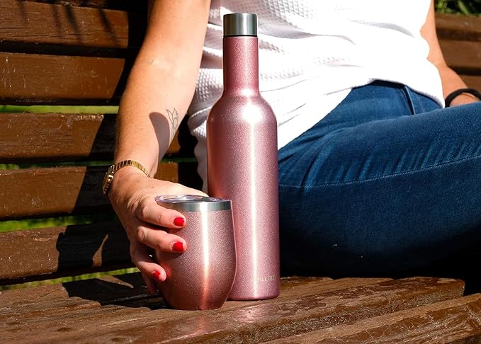 CHILLOUT LIFE 12 oz Stainless Steel Wine Tumblers 2 Pack & 1 Insulated Wine - Image 6