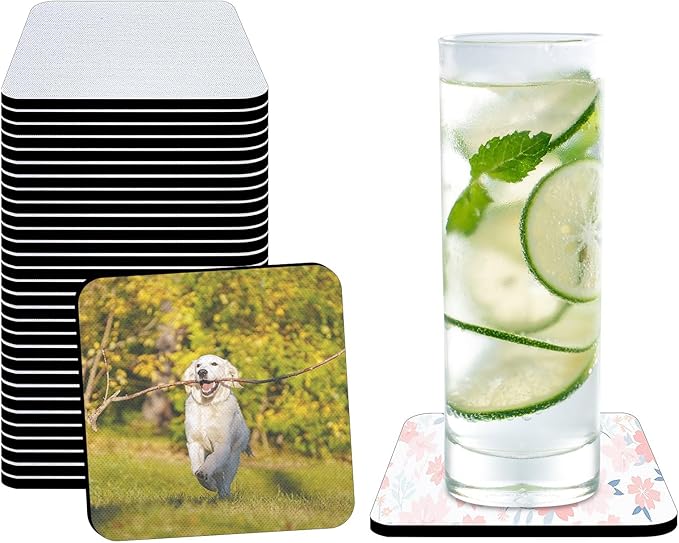 18 PCS Sublimation Coasters Blanks Bulk, 4x4 Inch Square Blank Cup Mat Rubber by ORJ