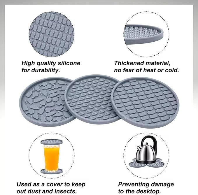 Soft, Shockproof & Safe – Unique 3‑Style Silicone Rubber Coasters Set - Image 5