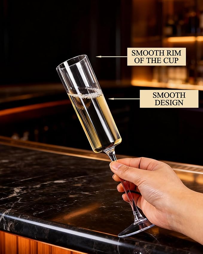 Ciaell 12 Pack Plastic Champagne Flutes - 6 Oz Clear Disposable Champagne - Image 6