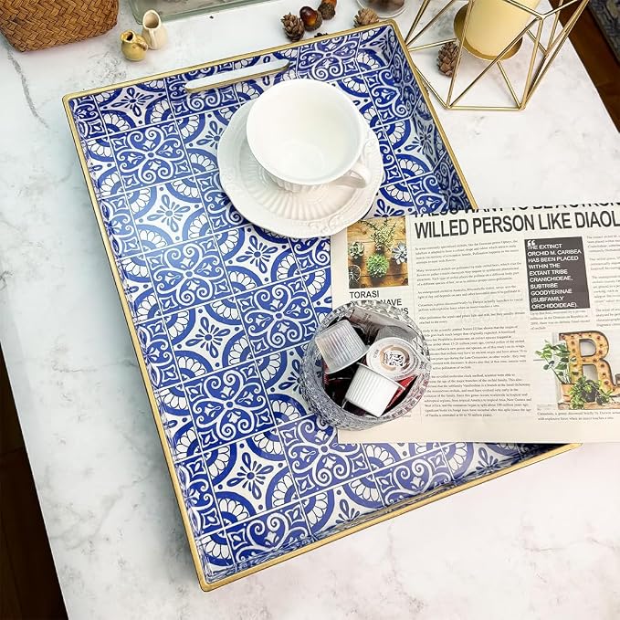 Serving Tray with Handles, Rectangular Decorative Trays - Image 5
