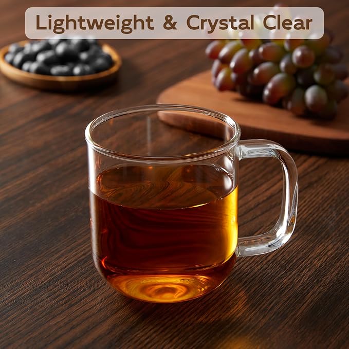 Glass Coffee Mugs, 14 oz Ice Coffee Cups Set of 4, Large Clear Tea Cups - Image 5