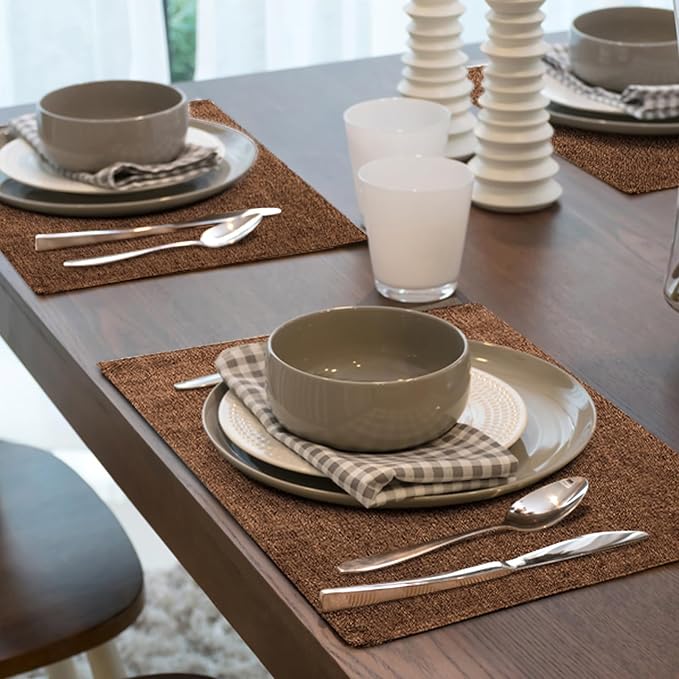 Faux Cotton Linen Placemats Set of 8, Cloth Washable Farmhouse Dining Table Mats - Image 7