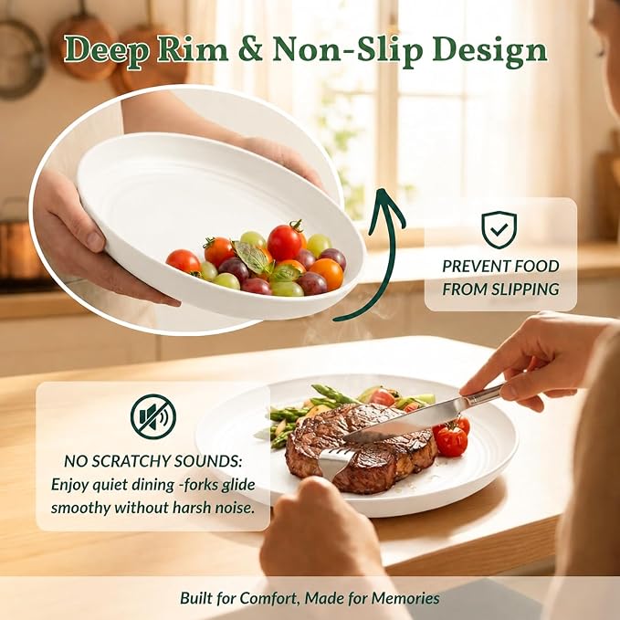 Wheat Straw Plates Set of 8 Unbreakable Microwave and Dishwasher Safe Plates - Image 4