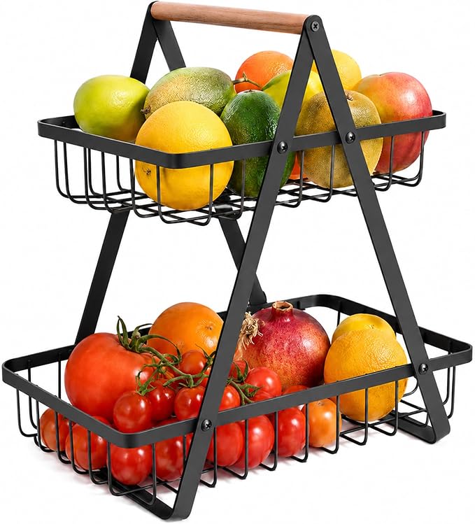 mahueeol 2-Tier Metal Fruit Basket by mahueeol