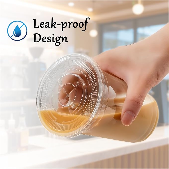 25 Pack 16oz Leak-Proof Clear Plastic Cups - Image 4