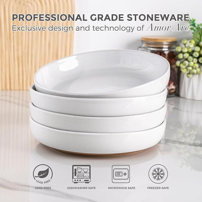 AmorArc 8.75'' Large Ceramic Pasta Bowls, 38oz Handpainted Stoneware Bowls Set - Image 3