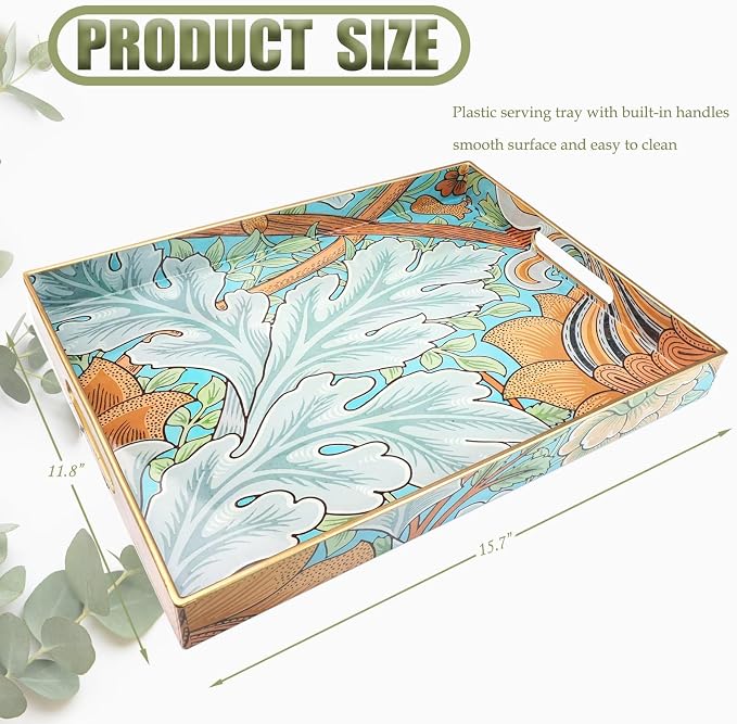 Spsyrine Serving Tray with Handles, Plastic Decorative Tray - Image 3