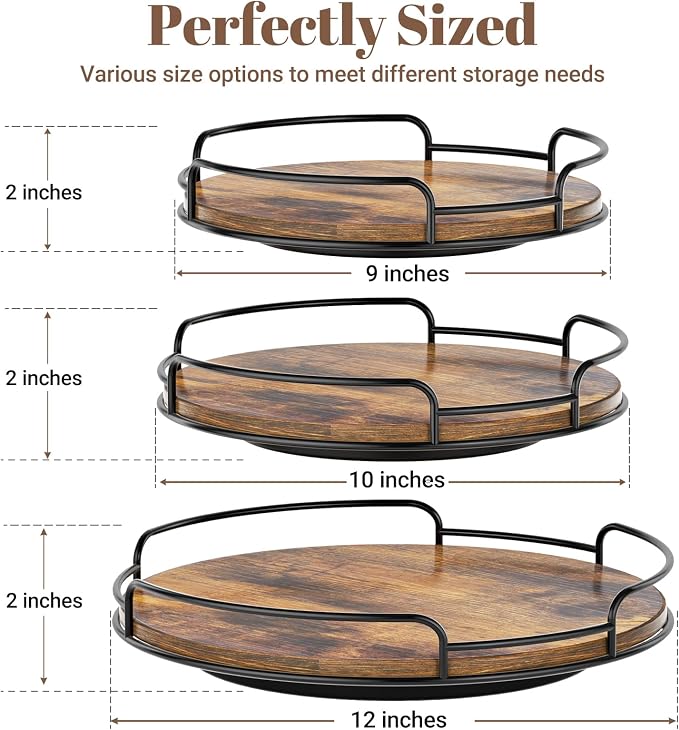 WOWBOX 9" Wood Lazy Susan Turntable Organizer - Image 2