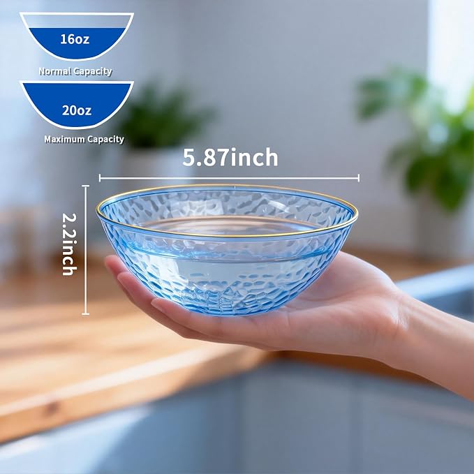Tinybee 50 Pack Blue Plastic Bowls - Image 2