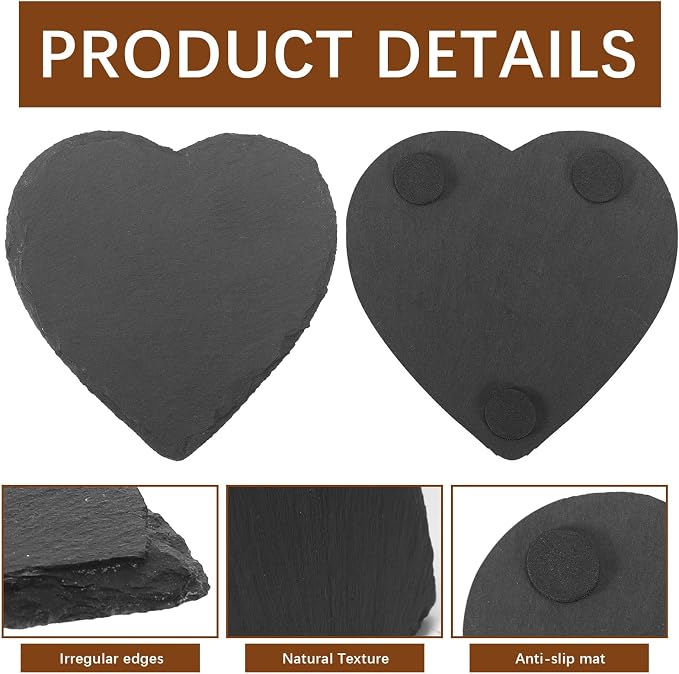 48 PCS Slate Drink Coasters Bulk, 4 Inch Black Slate Stone Coasters - Image 5