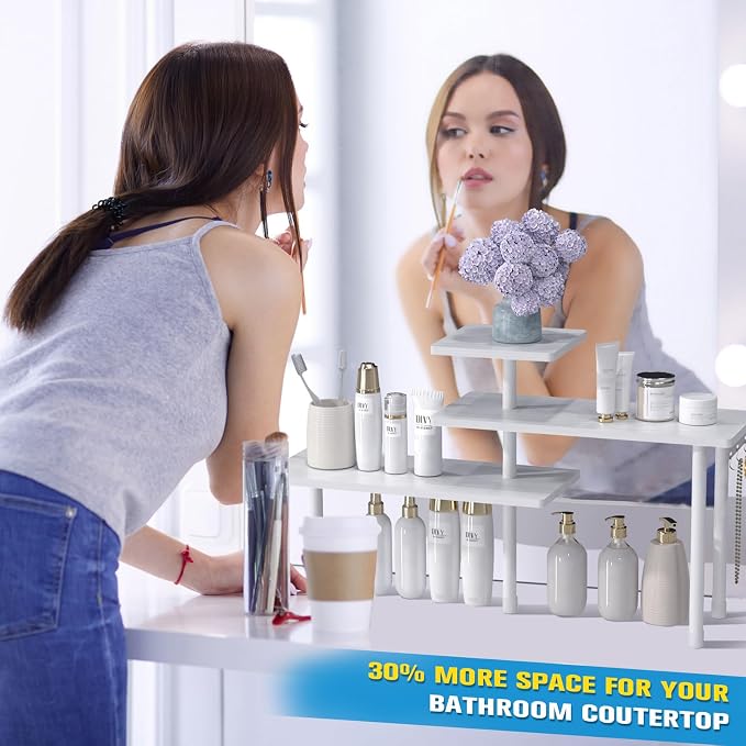 JayRex 3-Tier Bathroom Countertop Corner Shelf Organizer, skincare and - Image 3
