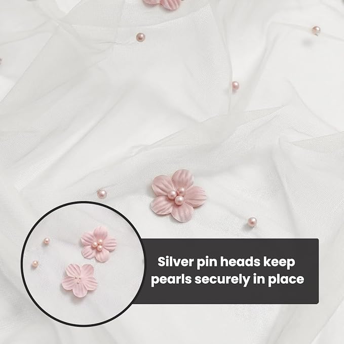 Artoid Mode Pink Flower Pearl White Gauze Table Runner 10FT, Seasonal Sheer - Image 8