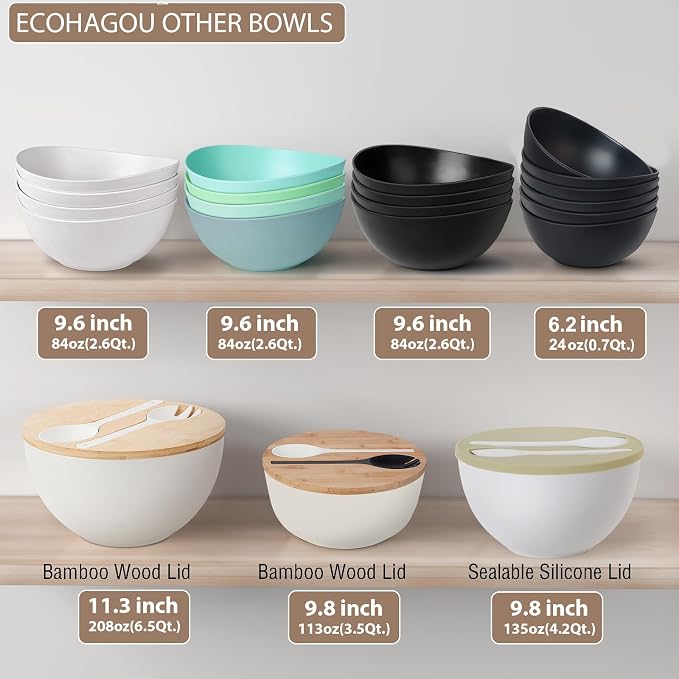 12.6" Extra Large Salad Serving Bowl Set - Image 7