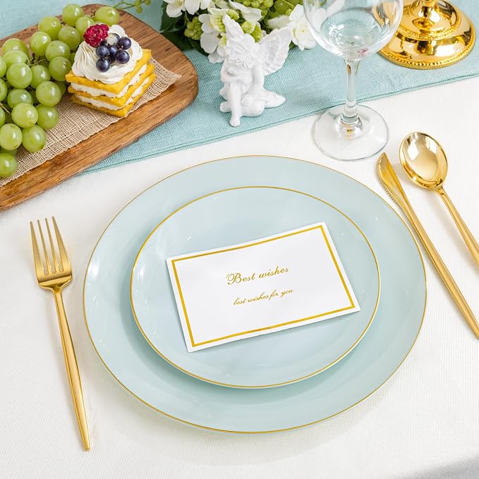 PULOTE 100PCS Sage Green Plastic Plates - Image 4