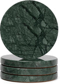 Dark Green Marble Coasters Set of 4, Modern Luxury Drink Coaster by YONGHEE