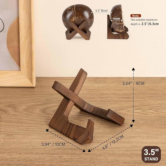 ANBOXIT Bowl Stands for Display, 3 Pack 3.5 Inch Plate Holder, Wooden Easel | - Image 4