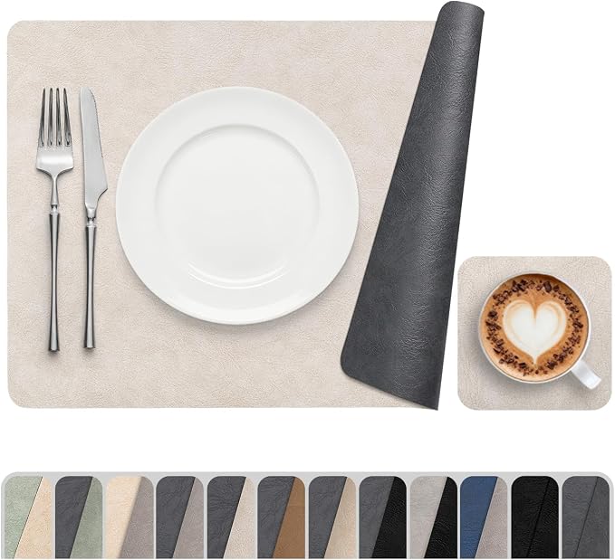 Vinyl Placemats Set of 4, Dual Sided Place Mats by Banchif