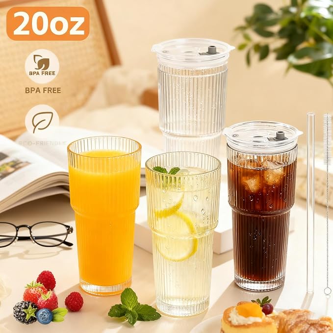 20 oz Glass Tumblers, Iced Coffee Cups - Image 8