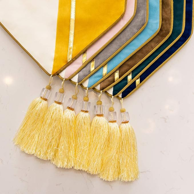 Avigers Table Runner 12 x 108 Inch, Tassels | Faux Silk double-layer accent - Image 9