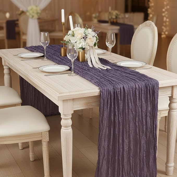 6 Pack Dusty Purple Cheesecloth Table Runner 120 Inch Boho Wedding Decor | - Image 7