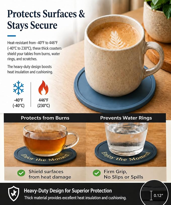 Silicone Coasters Set of 10, Premium Drink Coaster - Image 4