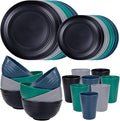32 Pcs Assorted Colors Wheat Straw Dinnerware Set by supernal