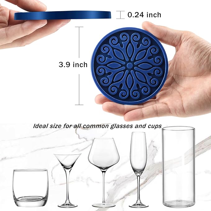 Coasters for Drinks, Resistant Reusable Silicone Coasters - Image 3