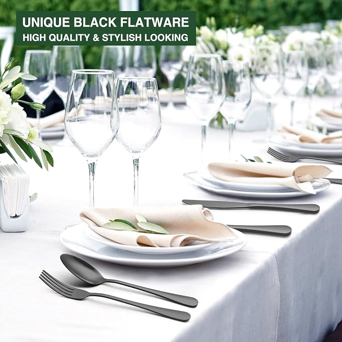 60-Piece Black Silverware Set - Image 6