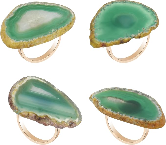 CozyTower Agate Napkin Rings Set of 4, Unique Geode Napkin Rings | Gold Napkin by CozyTower