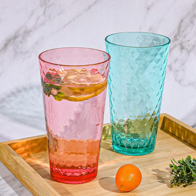 BPA-Free Plastic Tumblers 8 Pack | Reusable Dishwasher Safe | Stackable - Image 4