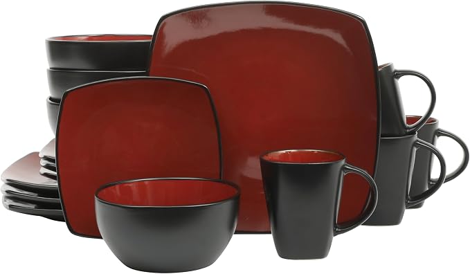 Gibson Elite Soho Lounge Square 16-Piece Dinnerware Set, Service by GibsonHomewares