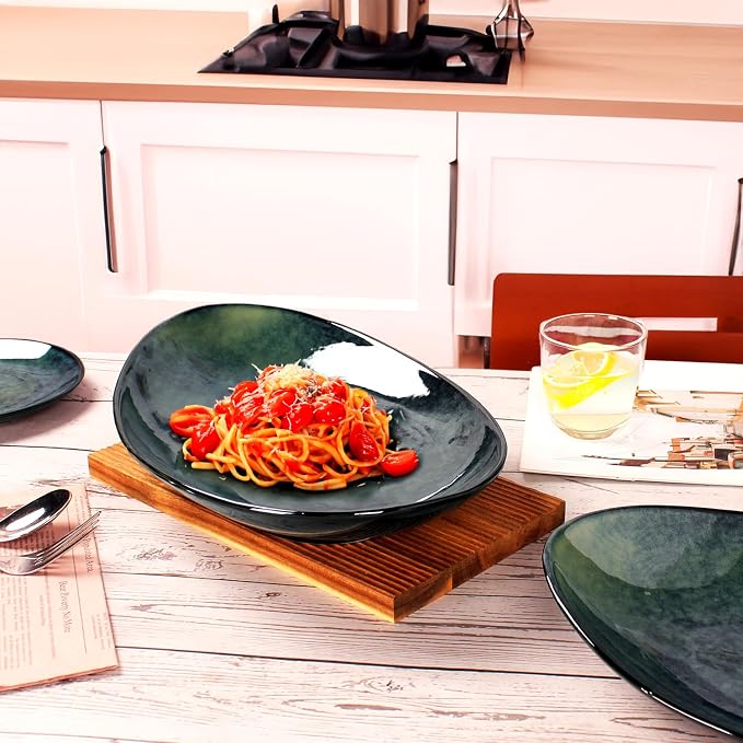 Ceramic Serving Platters Set of 2, 16 Inch Curved Oval Salad Plates - Image 7