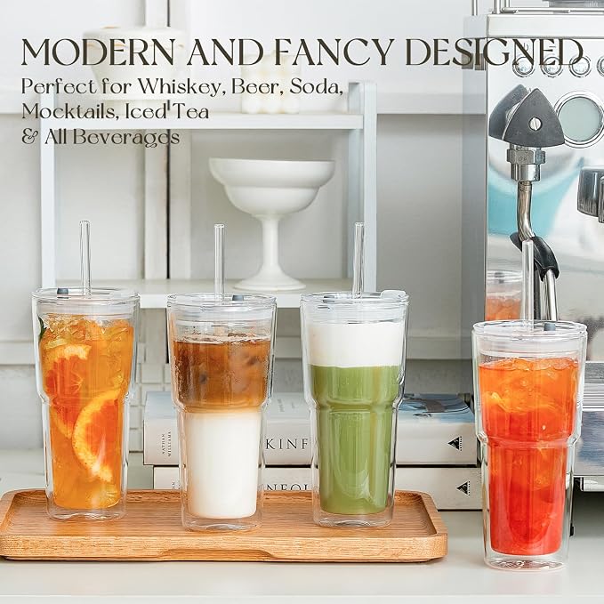 KEMORELA 2PCS 20oz Double Wall Glass Tumblers - Image 6