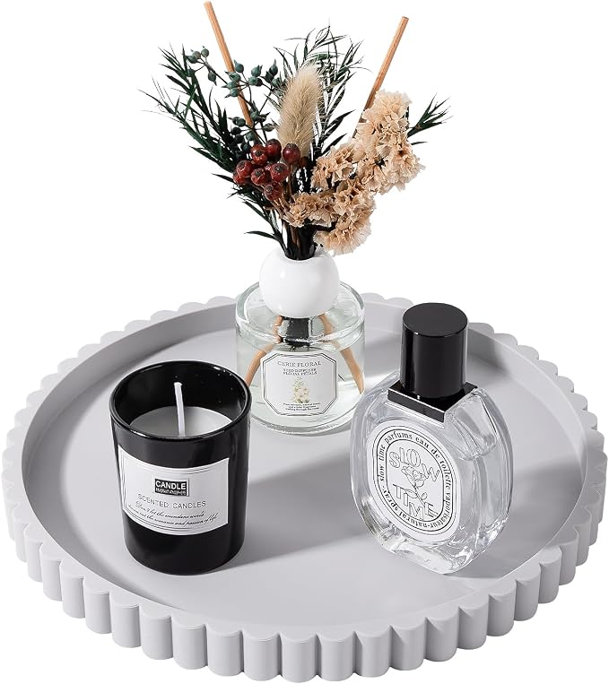Round Bathroom Tray Perfume Organizer Coffee Table Decor, Heat-Resistant by Heagoale