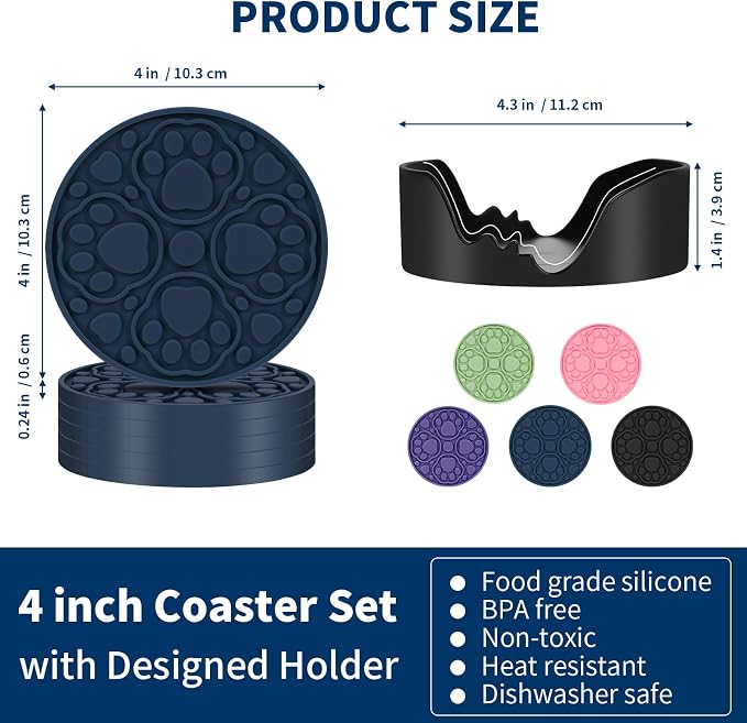 Blue Silicone Coasters Set of 6 - Image 2