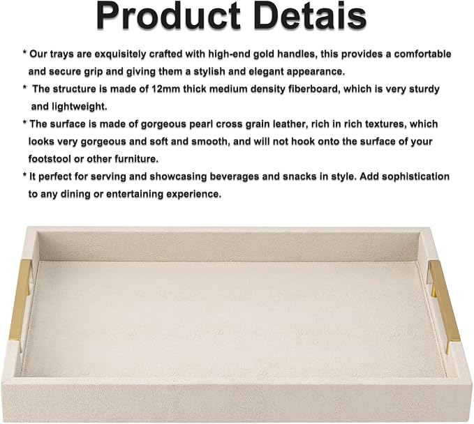 Beige Faux Leather Serving Tray - Image 8