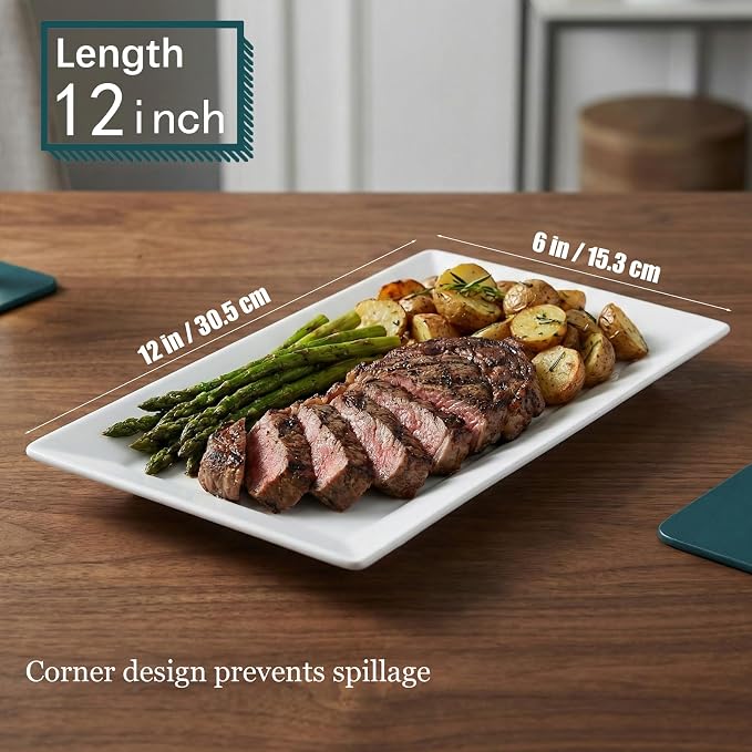 12" Serving Platters Set of 4, Ceramic Serving Tray, Stackable Large Party - Image 3