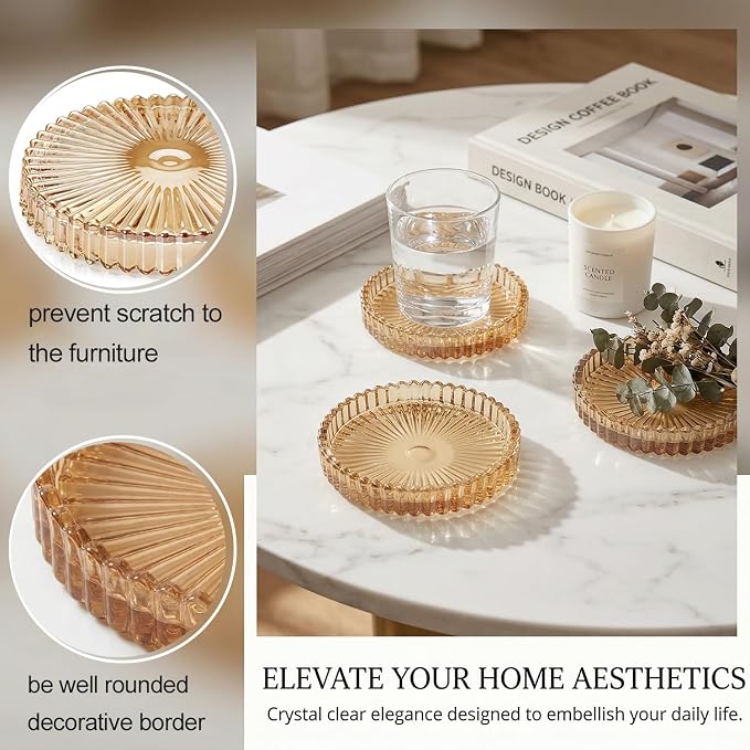 Coasters Set of 6 for Drinks, 3.8 Inch Large Coasters for Coffee Table - Image 3