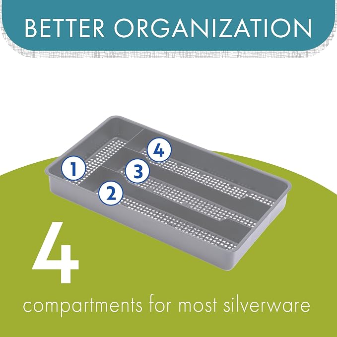 Dial Industries Small Utensil Silverware Kitchen Drawer Organizer, spoons and - Image 4