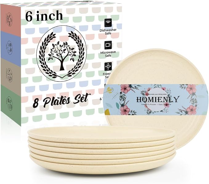 Small Plates | 5.7 Inch Lightweight & Unbreakable Wheat Straw Plates | Mini by HOMIENLY